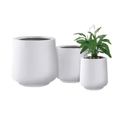 Rosemead Home & Garden 3pc Concrete Outdoor Planter Pots Chalk White