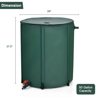 Costway 53 Gallon Portable Rain Barrel Water Collector Collapsible Tank W/Spigot Filter 1 Costway 53 Gallon Portable Rain Barrel Water Collector Collapsible Tank W/Spigot Filter