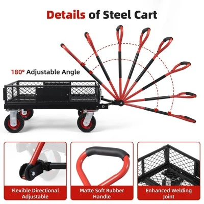Folding Utility Mesh Steel Garden Carts And Wagons Heavy Duty 360lbs,Folding Utility Wagon Cart W Removable Mesh Sides 3 Folding Utility Mesh Steel Garden Carts And Wagons Heavy Duty 360lbs,Folding Utility Wagon Cart W Removable Mesh Sides - Image 3