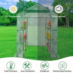 Walk-in Greenhouse For Outdoors, 58"x58"x75" Plant House With 8-Tier Grid Shelves For Seed Starting & Potted Plants 19 Walk-in Greenhouse For Outdoors, 58"x58"x75" Plant House With 8-Tier Grid Shelves For Seed Starting & Potted Plants -D'Eco Store GUEST cfc9384d bbe1 41e7 b2ef c4ab919ac769
