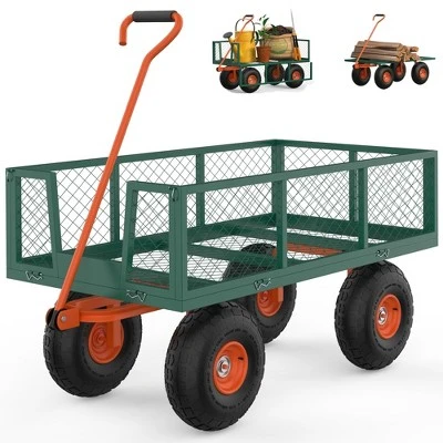 500lbs Steel Garden Cart Heavy Duty Mesh Steel Utility Outdoor Wagon With Removable Sides 180° Rotating Handle 10 Inch Tires,Black 10 500lbs Steel Garden Cart Heavy Duty Mesh Steel Utility Outdoor Wagon With Removable Sides 180° Rotating Handle 10 Inch Tires,Black - Image 10