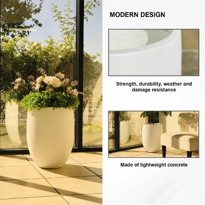 Rosemead Home & Garden, Inc. Concrete Outdoor Planter Pot White 17"x17" 6 Rosemead Home & Garden, Inc. Concrete Outdoor Planter Pot White 17"x17" - Image 6