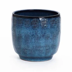 LuxenHome 12-Inch Ocean Blue Ceramic Planter Indoor Outdoor Plant Pot With Drainage Hole And Plug Modern Glazed Round Flower Pot Planter -D'Eco Store GUEST d2380d16 53f6 43e4 bd68 048ce7ba6979
