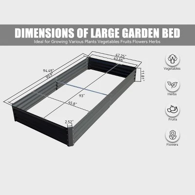 Metal Raised Garden Bed Kit, 8x4x1ft Outdoor Large Planter Raised Beds, Outdoor Garden Beds Raised Garden Boxes For Gardening Vegetables Flowers 7 Metal Raised Garden Bed Kit, 8x4x1ft Outdoor Large Planter Raised Beds, Outdoor Garden Beds Raised Garden Boxes For Gardening Vegetables Flowers - Image 7