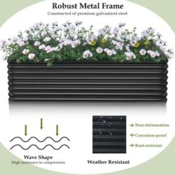 Costway 2 PCS Galvanized Raised Garden Bed Outdoor Planter Box Firewood Rack Log Holder 13 Costway 2 PCS Galvanized Raised Garden Bed Outdoor Planter Box Firewood Rack Log Holder -D'Eco Store GUEST d47c2306 0983 47e7 b010 56bb3bf91392