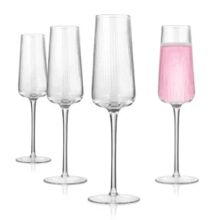 Artland Soho Optic 8.5 Oz Champagne Flute, Set Of 4, Modern Stemmed Glasses, Ideal For Weddings, Parties, Dishwasher Safe -D'Eco Store GUEST d5da67d5 18b9 48f6 92dd 4a782bd306d6