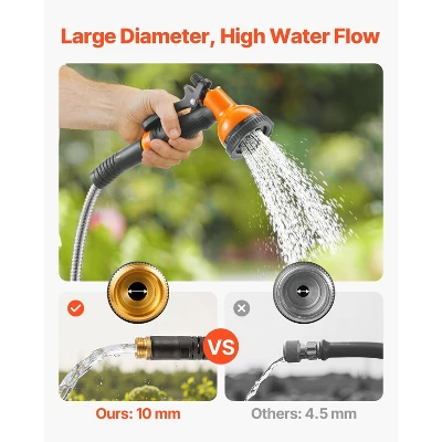 VEVOR Metal Garden Hose 75 Ft, Rust Proof Stainless Steel Water Hose, Heavy Duty Backyard Hose With 10 Function Nozzle, Silver 5 VEVOR Metal Garden Hose 75 Ft, Rust Proof Stainless Steel Water Hose, Heavy Duty Backyard Hose With 10 Function Nozzle, Silver - Image 5