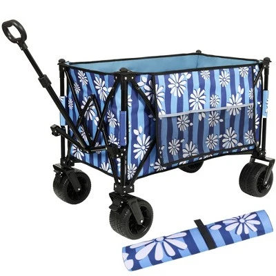 HTUTWOO Collapsible Folding Outdoor Utility Cart Wagon With Bonus Picnic Mat - All-Terrain Beach Wheels, Drink Holders Holds Up To 480 Pounds 9 HTUTWOO Collapsible Folding Outdoor Utility Cart Wagon With Bonus Picnic Mat - All-Terrain Beach Wheels, Drink Holders Holds Up To 480 Pounds - Image 9