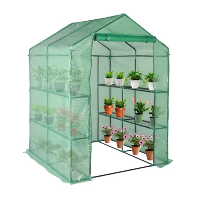 Walk-in Greenhouse For Outdoors, 58"x58"x75" Plant House With 8-Tier Grid Shelves For Seed Starting & Potted Plants 11 Walk-in Greenhouse For Outdoors, 58"x58"x75" Plant House With 8-Tier Grid Shelves For Seed Starting & Potted Plants - Image 11