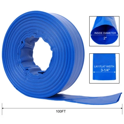 Syemin Drip Irrigation 100Ft Heavy Duty Reinforced Pool Backwash Hose For Swimming Drain Pools Water Discharge With Aluminum Camlock, Blue, 2"*2"*2" 2 Syemin Drip Irrigation 100Ft Heavy Duty Reinforced Pool Backwash Hose For Swimming Drain Pools Water Discharge With Aluminum Camlock, Blue, 2"*2"*2" - Image 2