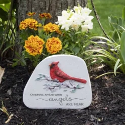 Pavilion Gift Company - Cardinals Appear - 5.5" Standing Memorial Stone - Stepping Stones And Pathways