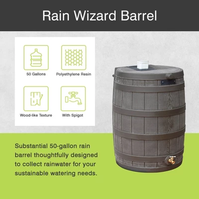 Good Ideas Rain Wizard 50 Gallon Rain Barrel Water Collector, Oak (2 Pack) 1 Good Ideas Rain Wizard 50 Gallon Rain Barrel Water Collector, Oak (2 Pack)