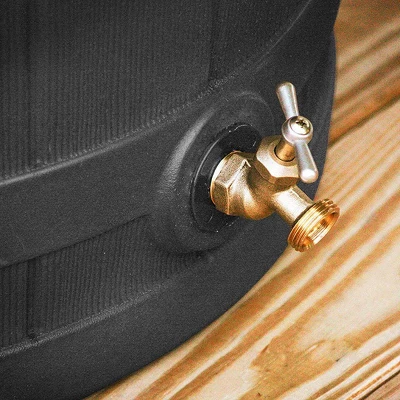 Good Ideas Rain Wizard 50 Gallon Plastic Outdoor Rain Barrel Water Storage Collector With Brass Spigot And Flat Back Design, Black 5 Good Ideas Rain Wizard 50 Gallon Plastic Outdoor Rain Barrel Water Storage Collector With Brass Spigot And Flat Back Design, Black - Image 5