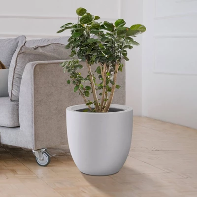 Rosemead Home & Garden, Inc. Kante Fiberglass And Concrete Indoor Planter Pots White 16.54" X 16.54" X 15.35" 3 Rosemead Home & Garden, Inc. Kante Fiberglass And Concrete Indoor Planter Pots White 16.54" X 16.54" X 15.35" - Image 3