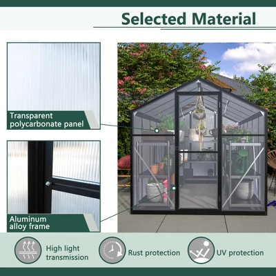 Greenhouse For Outdoors, Walk In Greenhouse With Lockable Door, Ventilation Window And Aluminum Frame For Backyard Balcony Garden Sunroom 5 Greenhouse For Outdoors, Walk In Greenhouse With Lockable Door, Ventilation Window And Aluminum Frame For Backyard Balcony Garden Sunroom - Image 5