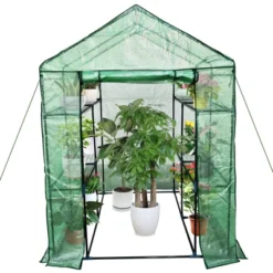 Walk-in Greenhouse With Roll-Up Zipper Door 57 X 57 X 76 Portable 3-Tier 6-Shelf Steel Frame Greenhouse For Indoor Outdoor Garden Patio, Green 14 Walk-in Greenhouse With Roll-Up Zipper Door 57 X 57 X 76 Portable 3-Tier 6-Shelf Steel Frame Greenhouse For Indoor Outdoor Garden Patio, Green -D'Eco Store GUEST dab56a78 33f1 4a15 a977 856da33c5ef9