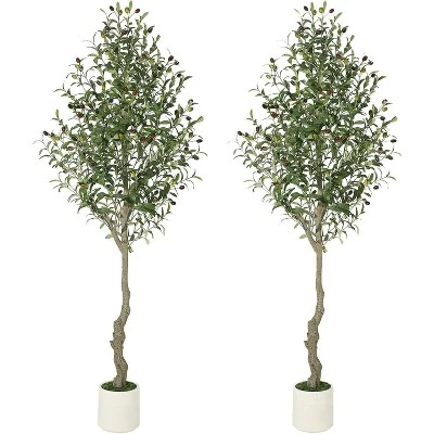 Faux Olive Tree With Moss And Planter Pot, Realistic Olive & Leaves Artificial Tree Tall Plants For Home Yard Office Decor Indoor Outdoor 11 Faux Olive Tree With Moss And Planter Pot, Realistic Olive & Leaves Artificial Tree Tall Plants For Home Yard Office Decor Indoor Outdoor - Image 11