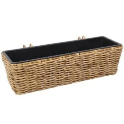 Sunnydaze Decor Sunnydaze Hanging Rectangle Polyrattan Rail Planter With Plastic Liner - 23.5" W X 7.5" D X 6.5" H 19 Sunnydaze Decor Sunnydaze Hanging Rectangle Polyrattan Rail Planter With Plastic Liner - 23.5" W X 7.5" D X 6.5" H -D'Eco Store GUEST dc056511 0eb6 4d4e a74c 3f5b80fa63bb