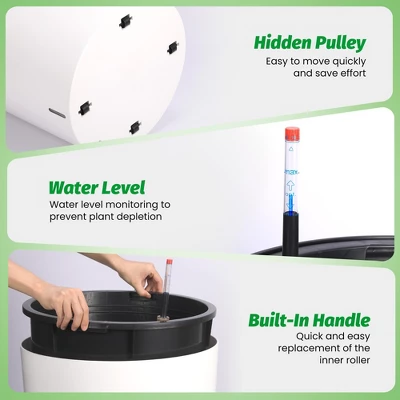 Round Planter Set Of 2, Self Watering Pots For Indoor Plants, Large Flower Pot Outdoor With Built-in Drainage And A Water Level Monitor 6 Round Planter Set Of 2, Self Watering Pots For Indoor Plants, Large Flower Pot Outdoor With Built-in Drainage And A Water Level Monitor - Image 6