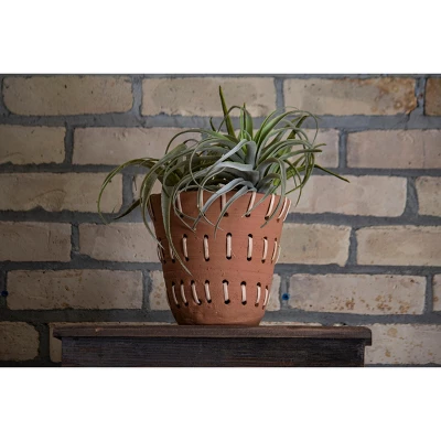Natural Handthrown Terracotta Planter With Woven Rattan Accents - Foreside Home & Garden 5 Natural Handthrown Terracotta Planter With Woven Rattan Accents - Foreside Home & Garden - Image 5