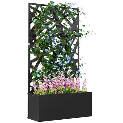 Outsunny Metal Raised Garden Bed With Trellis, Freestanding Or Wall Mounted Raised Flower Bed With Privacy Panel For Garden, Patio, Balcony 6 Outsunny Metal Raised Garden Bed With Trellis, Freestanding Or Wall Mounted Raised Flower Bed With Privacy Panel For Garden, Patio, Balcony - Image 6
