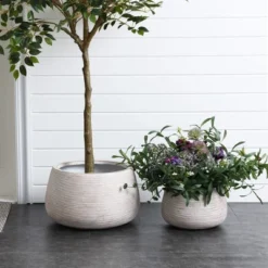 LuxenHome Rustic Indoor/Outdoor Planter – Round MgO Pot With Ribbed Texture 11 LuxenHome Rustic Indoor/Outdoor Planter – Round MgO Pot With Ribbed Texture -D'Eco Store GUEST dfea519e 02c0 43e2 a966 fdf859c9f99b