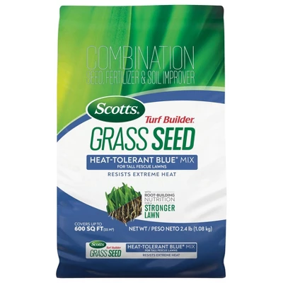 Scotts Turf Builder 2.4lbs Seed Heat-Tolerant Blue Mix For Tall Fescue Lawns 1 Scotts Turf Builder 2.4lbs Seed Heat-Tolerant Blue Mix For Tall Fescue Lawns