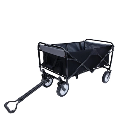 Collapsible Foldable Wagon Cart With Strapping System Beach Wagon Utility Cart Utility Wagon Grocery Car Black 2 Collapsible Foldable Wagon Cart With Strapping System Beach Wagon Utility Cart Utility Wagon Grocery Car Black - Image 2