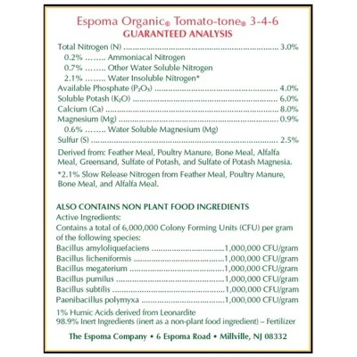 Espoma Organic Tomato-tone 3-4-6 Plant Food 2 Espoma Organic Tomato-tone 3-4-6 Plant Food - Image 2