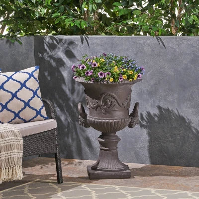 29" Planter Adonis Lightweight Concrete Patio Urn Gray - Christopher Knight Home: Pedestal, Decorative, Roman Design 1 29" Planter Adonis Lightweight Concrete Patio Urn Gray - Christopher Knight Home: Pedestal, Decorative, Roman Design
