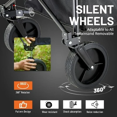 MaseiKar Collapsible Foldable Wagon With 300lbs Weight Cart Heavy Duty Folding Beach Wagon Cart With Wheels And Adjustable Handle For Camping, Garden 4 MaseiKar Collapsible Foldable Wagon With 300lbs Weight Cart Heavy Duty Folding Beach Wagon Cart With Wheels And Adjustable Handle For Camping, Garden - Image 4