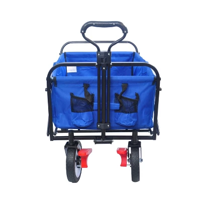 Folding Wagon Garden Shopping Beach Cart (Blue Colour) 3 Folding Wagon Garden Shopping Beach Cart (Blue Colour) - Image 3