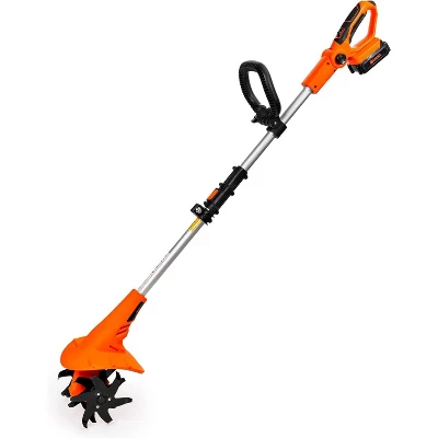 Ukoke Cordless Tiller Cultivator, 20V 2.5Ah Battery, 280 RPM, 24 Steel Blades, 5" Deep X 7.8" Wide Tilling Path, Orange, ST1902 7 Ukoke Cordless Tiller Cultivator, 20V 2.5Ah Battery, 280 RPM, 24 Steel Blades, 5" Deep X 7.8" Wide Tilling Path, Orange, ST1902 - Image 7