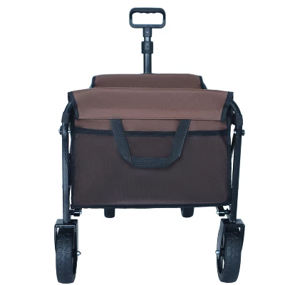 Expandable Dual-Layer Utility Wagon With 100% Extra Space - Grocery CartSupports 225lbs, Brown 6 Expandable Dual-Layer Utility Wagon With 100% Extra Space - Grocery CartSupports 225lbs, Brown - Image 6
