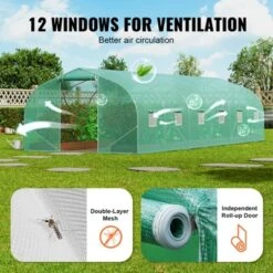 VEVOR Walk-in Tunnel Greenhouse, 29.5x9.8x6.6 Ft Hoop House Greenhouse Tunnel With Galvanized Steel Frame, PE Cover, Roll-up Zipper Door, 12 Windows 13 VEVOR Walk-in Tunnel Greenhouse, 29.5x9.8x6.6 Ft Hoop House Greenhouse Tunnel With Galvanized Steel Frame, PE Cover, Roll-up Zipper Door, 12 Windows -D'Eco Store GUEST e823ba0d 650c 4fb2 86b5 e803a4fbf26f