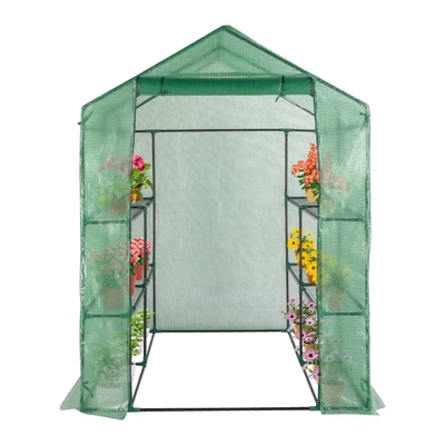 Walk-in Greenhouse For Outdoors, 58"x58"x75" Plant House With 8-Tier Grid Shelves For Seed Starting & Potted Plants 12 Walk-in Greenhouse For Outdoors, 58"x58"x75" Plant House With 8-Tier Grid Shelves For Seed Starting & Potted Plants - Image 12