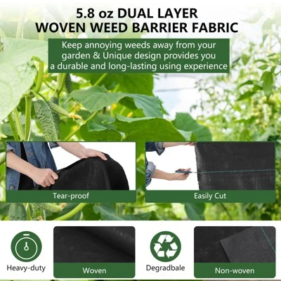 Woven Landscape Fabric, Weed Fabric Barrier, Double Layer, Garden Fabric Weed Barrier, Weed Control Fabric Ground Cover 4 Woven Landscape Fabric, Weed Fabric Barrier, Double Layer, Garden Fabric Weed Barrier, Weed Control Fabric Ground Cover - Image 4