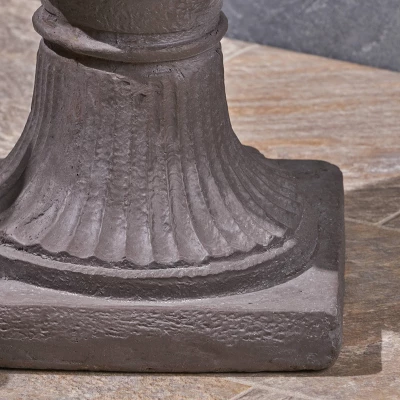 29" Planter Adonis Lightweight Concrete Patio Urn Gray - Christopher Knight Home: Pedestal, Decorative, Roman Design 3 29" Planter Adonis Lightweight Concrete Patio Urn Gray - Christopher Knight Home: Pedestal, Decorative, Roman Design - Image 3