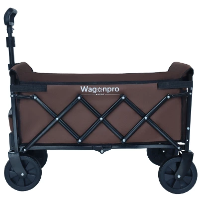Expandable Dual-Layer Utility Wagon With 100% Extra Space - Grocery CartSupports 225lbs, Brown 4 Expandable Dual-Layer Utility Wagon With 100% Extra Space - Grocery CartSupports 225lbs, Brown - Image 4
