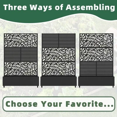 SpassWay 72"H Two-tone Patio Planter Box With Trellis Metal Raised Garden Bed Black Decorative Privacy Screen With Wheels 4 SpassWay 72"H Two-tone Patio Planter Box With Trellis Metal Raised Garden Bed Black Decorative Privacy Screen With Wheels - Image 4