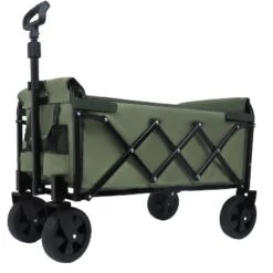 Expandable Dual-Layer Utility Wagon With 100% Extra Space - Grocery CartSupports 225lbs, Army Green