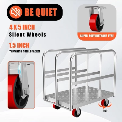 Heavy Duty Steel Panel Cart Dolly – 2000 Lbs Capacity Drywall Dolly & Lumber Truck Cart With 3 Side Handrails, 36" L X 24" W X 33" H 5 Heavy Duty Steel Panel Cart Dolly – 2000 Lbs Capacity Drywall Dolly & Lumber Truck Cart With 3 Side Handrails, 36" L X 24" W X 33" H - Image 5