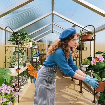 Acekool 6x10FT Aluminum Greenhouse - Polycarbonate Panels, Roof Vent & Sliding Door For Outdoor Gardening 5 Acekool 6x10FT Aluminum Greenhouse - Polycarbonate Panels, Roof Vent & Sliding Door For Outdoor Gardening - Image 5