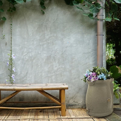 Good Ideas Rain Wizard 50 Gallon Rain Saver Barrel Water Storage Urn With Planter Space And 2 Brass Spigots, Sandstone (4 Pack) 4 Good Ideas Rain Wizard 50 Gallon Rain Saver Barrel Water Storage Urn With Planter Space And 2 Brass Spigots, Sandstone (4 Pack) - Image 4