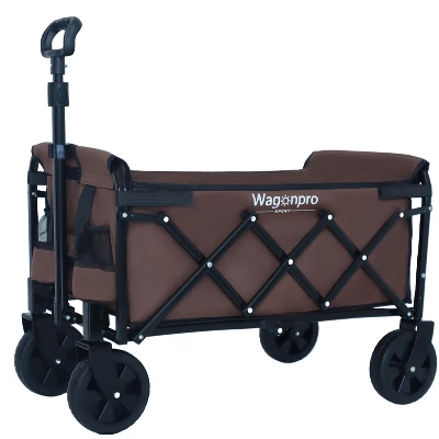 Expandable Dual-Layer Utility Wagon With 100% Extra Space - Grocery CartSupports 225lbs, Brown 3 Expandable Dual-Layer Utility Wagon With 100% Extra Space - Grocery CartSupports 225lbs, Brown - Image 3