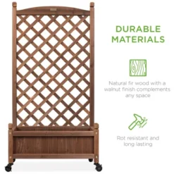Best Choice Products 48in Mobile Wood Planter Box & Diamond Lattice Trellis, W/ Drainage Holes, Optional Wheels - Walnut 9 Best Choice Products 48in Mobile Wood Planter Box & Diamond Lattice Trellis, W/ Drainage Holes, Optional Wheels - Walnut -D'Eco Store GUEST f02d551d ff5d 4a23 bdaf 4223a1a069b5