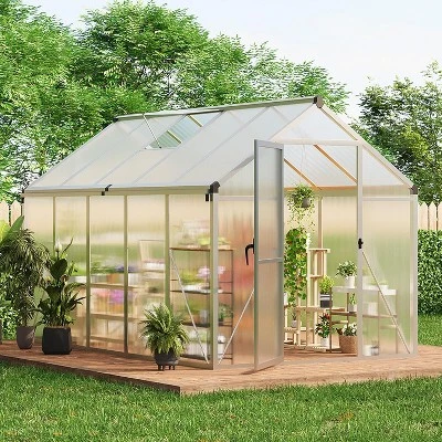 Acekool 6x10FT Aluminum Greenhouse - Polycarbonate Panels, Roof Vent & Sliding Door For Outdoor Gardening 11 Acekool 6x10FT Aluminum Greenhouse - Polycarbonate Panels, Roof Vent & Sliding Door For Outdoor Gardening - Image 11