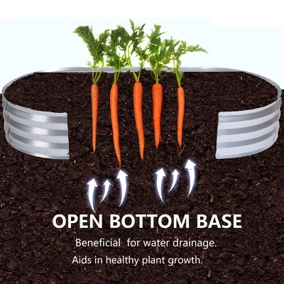 LuxenHome 6ft X 3ft Oval Galvanized Steel Raised Garden Bed Planter 5 LuxenHome 6ft X 3ft Oval Galvanized Steel Raised Garden Bed Planter - Image 5