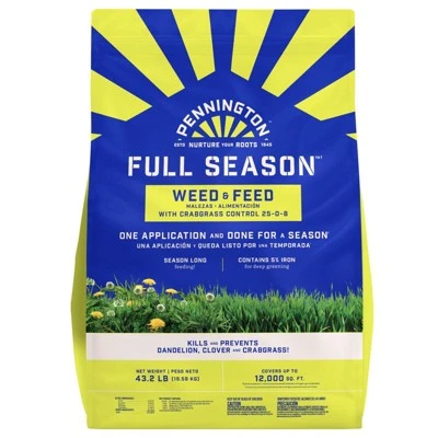 Pennington Full Season Weed & Feed Lawn Fertilizer For Multiple Grass Types 12000 Sq Ft 1 Pennington Full Season Weed & Feed Lawn Fertilizer For Multiple Grass Types 12000 Sq Ft