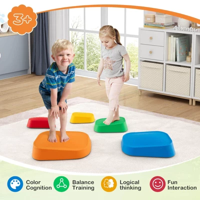 Costway 5 Pcs Balance Stepping Stones For Kids With Non-Slip Surface And Edging 4 Costway 5 Pcs Balance Stepping Stones For Kids With Non-Slip Surface And Edging - Image 4